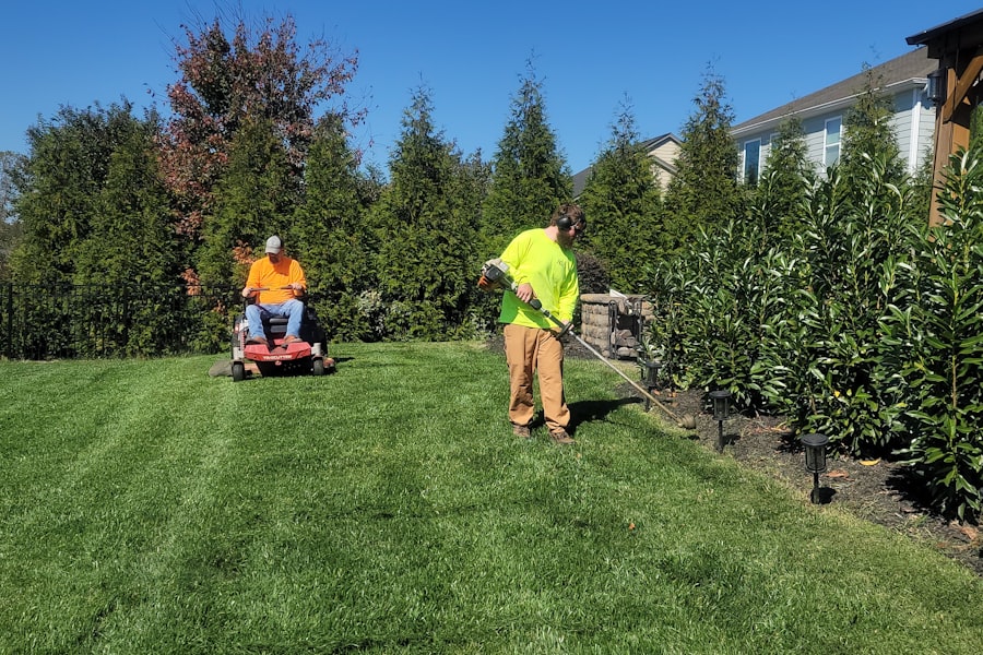 Fresh mulch installation in flower beds
